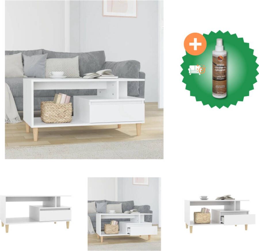 VidaXL Salontafel Wit 90 x 49 x 45 cm Duurzaam hout metaal Tafel Inclusief Houtreiniger en verfrisser