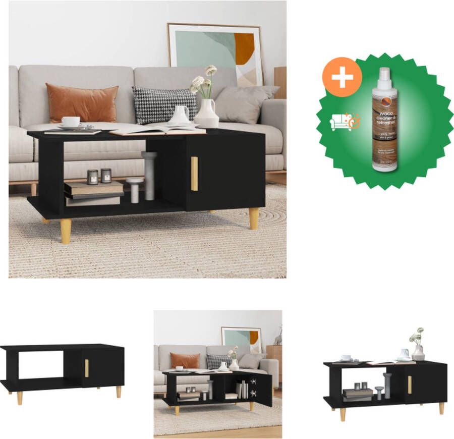VidaXL Salontafel Zwart 90 x 50 x 40 cm Hoge Kwaliteit Stevig Materiaal Tafel Inclusief Houtreiniger en verfrisser - Foto 2