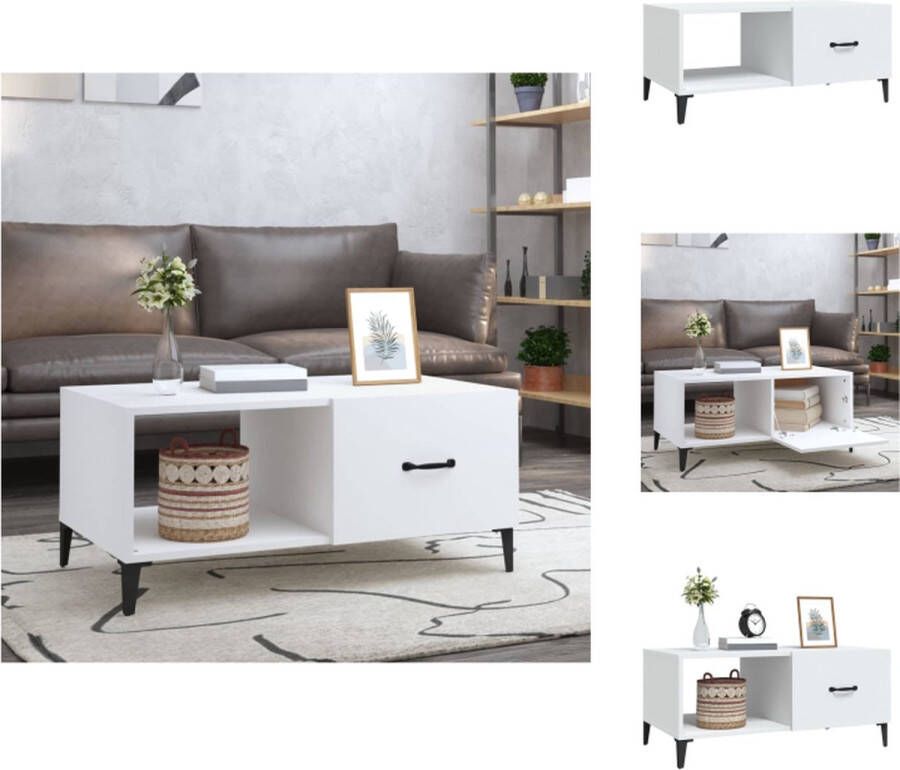 VidaXL Salontafel Salontafels Tafel Bijzettafel Salontafel 90x50x40 cm bewerkt hout wit