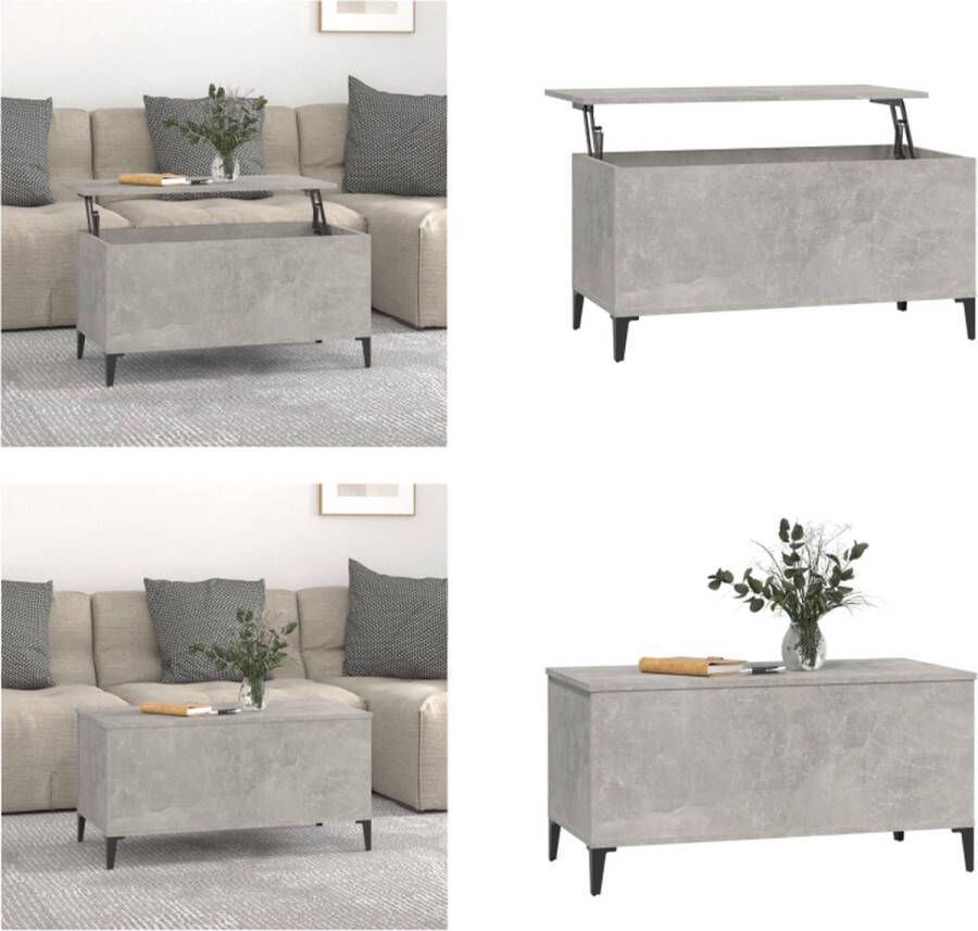 VidaXL Salontafel 90x44 5x45 cm bewerkt hout betongrijs Salontafel Salontafels Tafel Tafels - Foto 2
