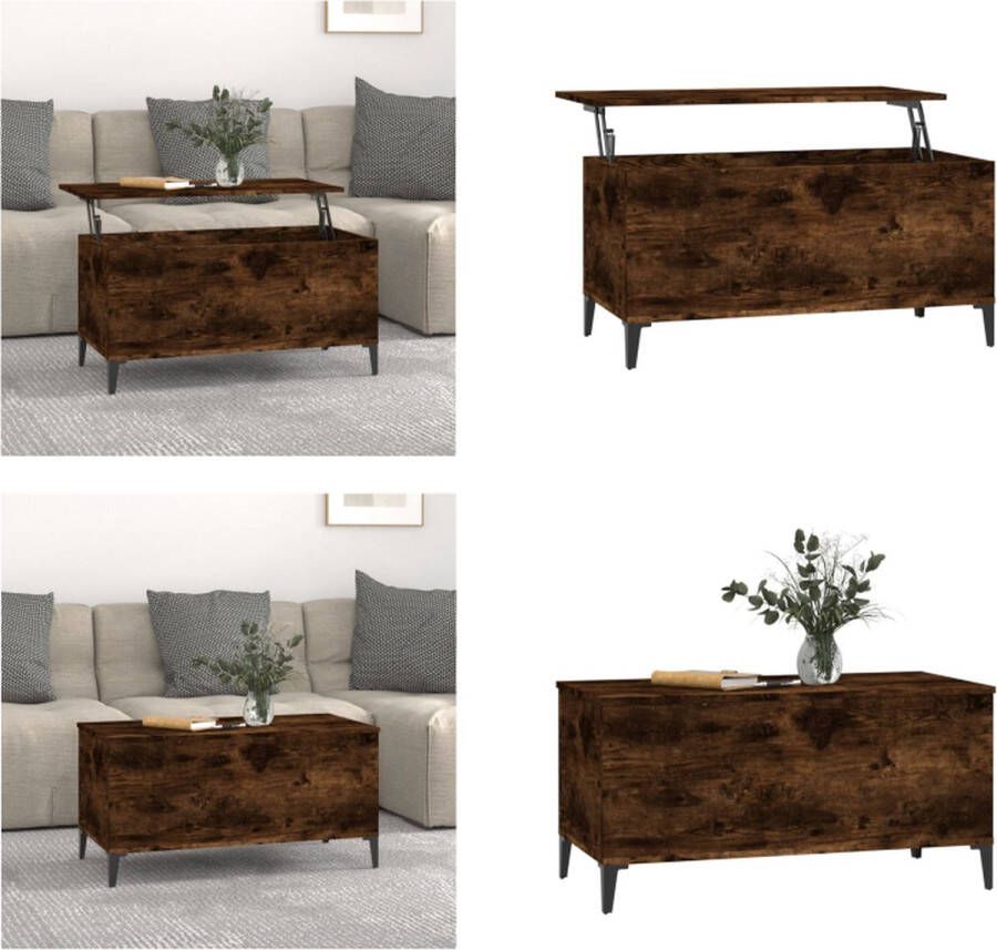 VidaXL Salontafel 90x44 5x45 cm bewerkt hout gerookt eikenkleurig Salontafel Salontafels Tafel Tafels
