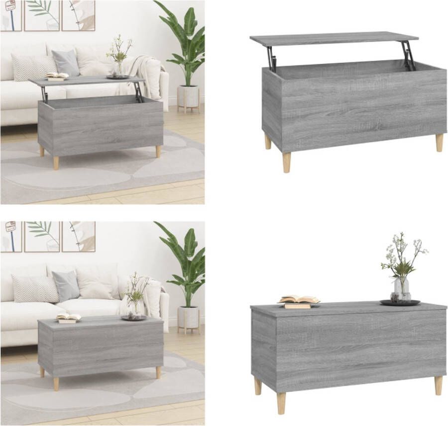 VidaXL Salontafel 90x44 5x45 cm bewerkt hout grijs sonoma eikenkleurig Salontafel Salontafels Tafel Tafels - Foto 2