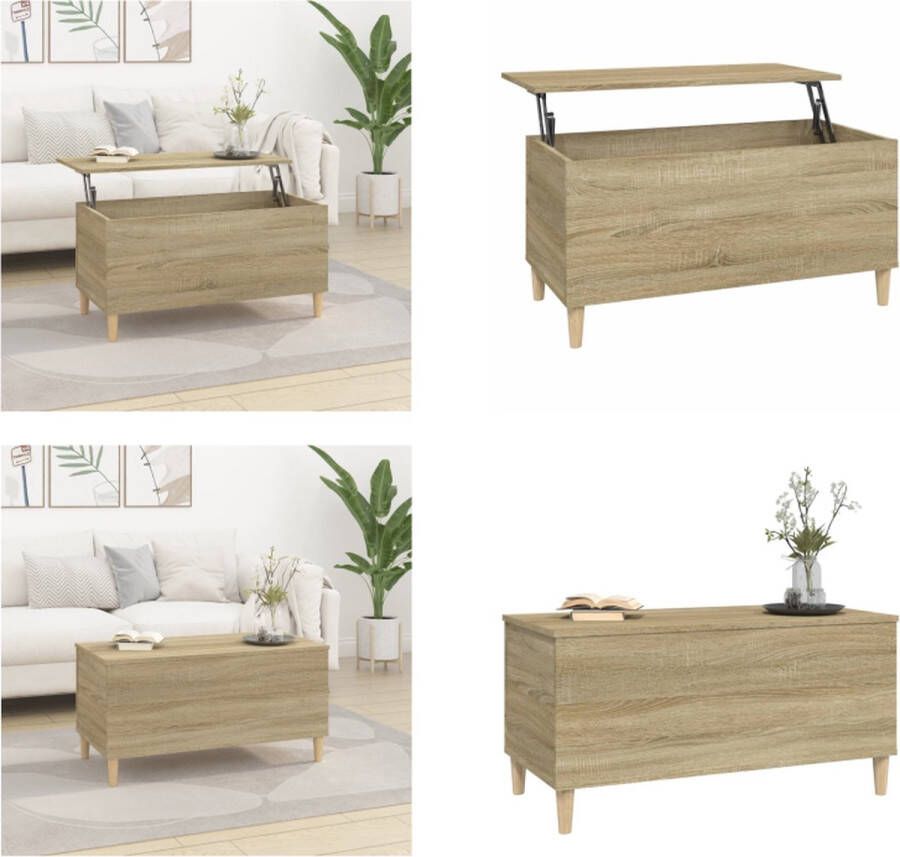 VidaXL Salontafel 90x44 5x45 cm bewerkt hout sonoma eikenkleurig Salontafel Salontafels Tafel Tafels