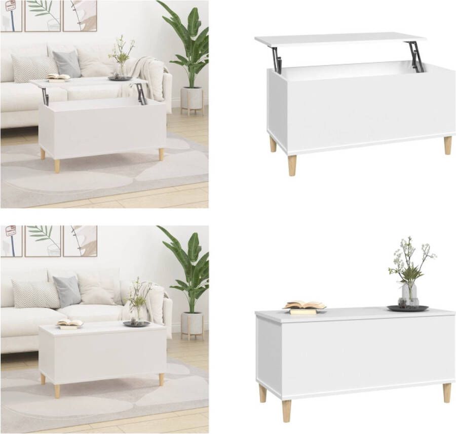 VidaXL Salontafel 90x44-5x45 cm bewerkt hout wit Salontafel Salontafels Tafel Tafels