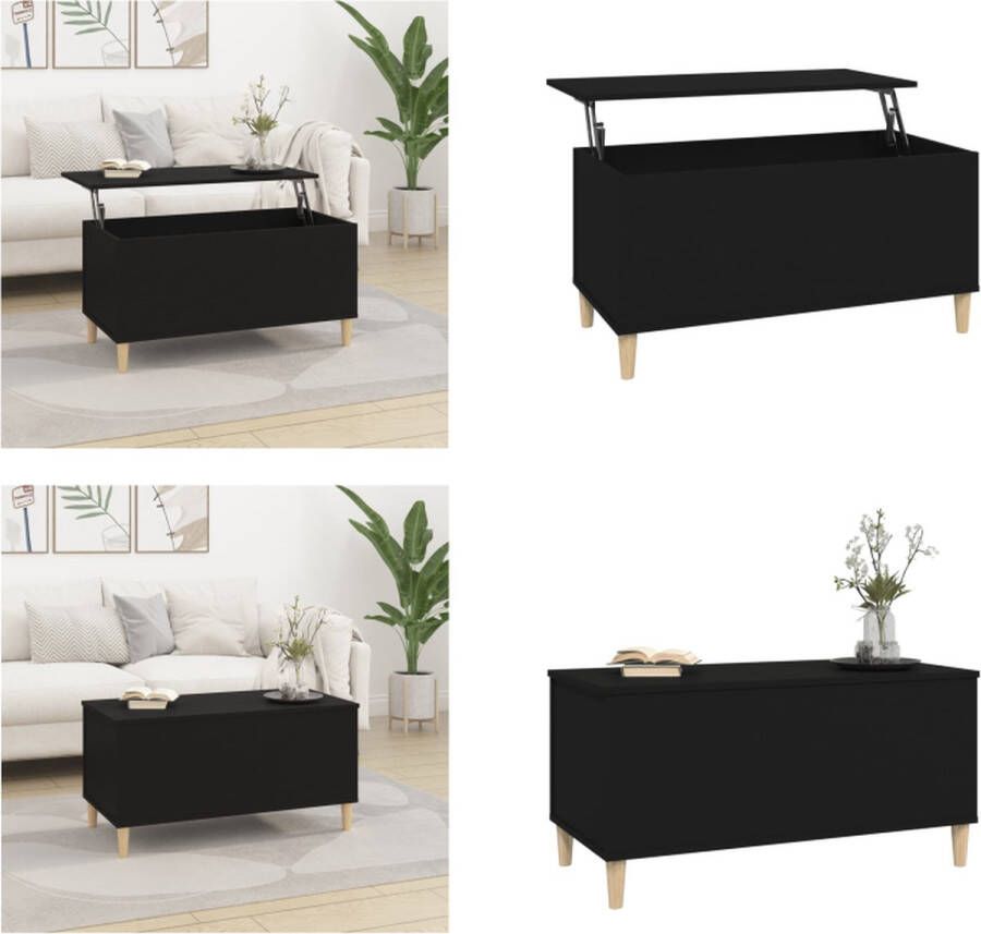 VidaXL Salontafel 90x44 5x45 cm bewerkt hout zwart Salontafel Salontafels Tafel Tafels - Foto 2