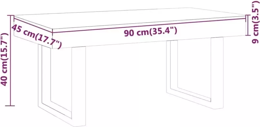 VidaXL -Salontafel-90x45x40-cm-MDF-en-ijzer-donkerbruin-en-zwart - Foto 3