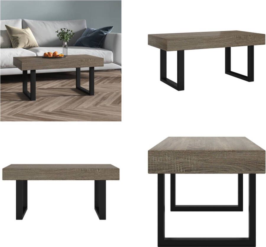 VidaXL Salontafel 90x45x40 cm MDF en ijzer grijs en zwart Salontafel Salontafels Tafel Bijzettafel