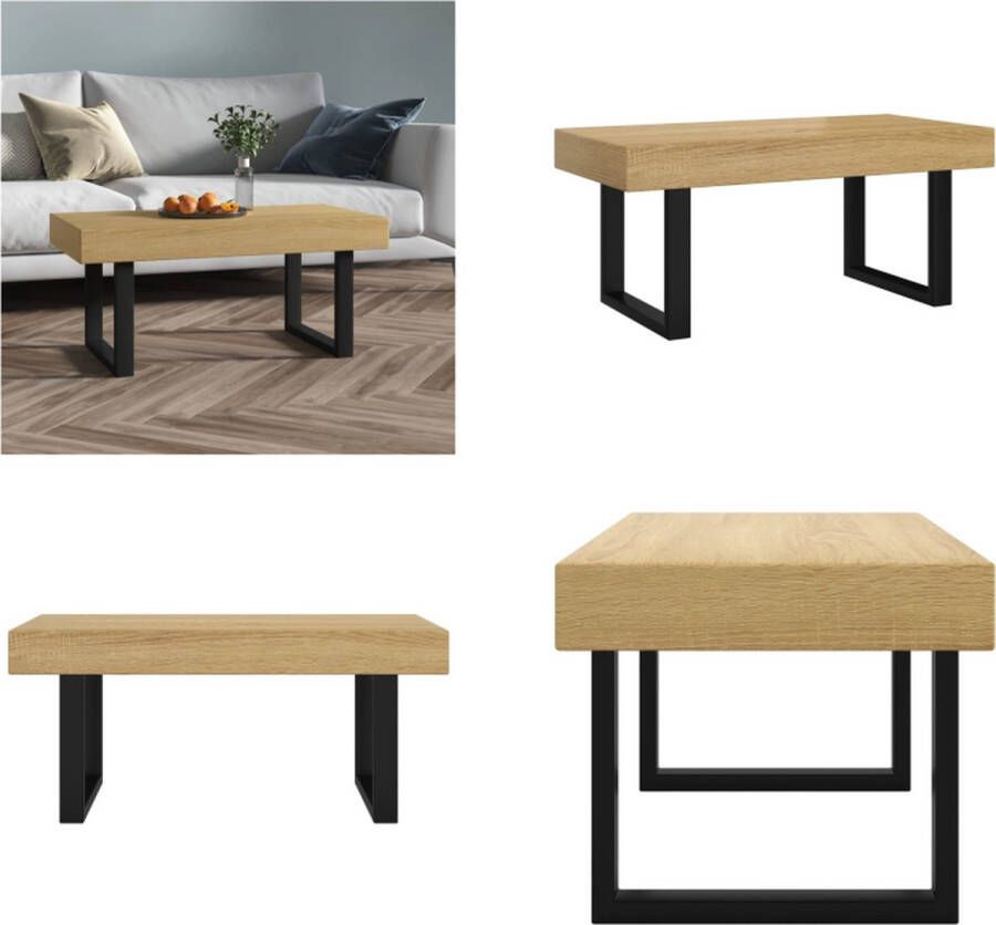 VidaXL Salontafel 90x45x40 cm MDF en ijzer lichtbruin en zwart Salontafel Salontafels Tafel Bijzettafel