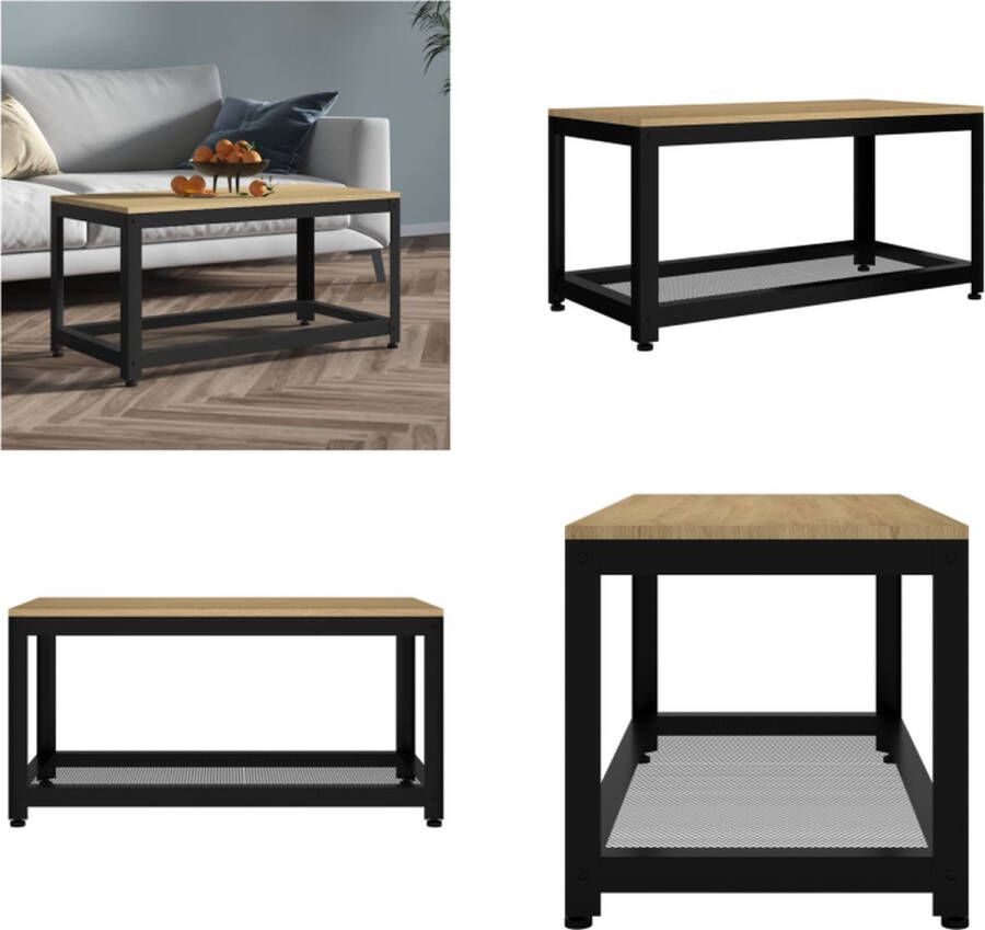VidaXL Salontafel 90x45x45 cm MDF en ijzer lichtbruin en zwart Salontafel Salontafels Tafel Bijzettafel