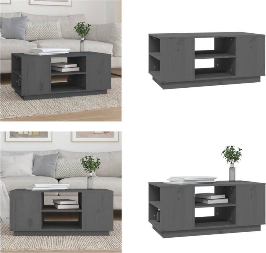 VidaXL Salontafel 90x49x40-5 cm massief grenenhout grijs Salontafel Salontafels Tafel Bijzettafel