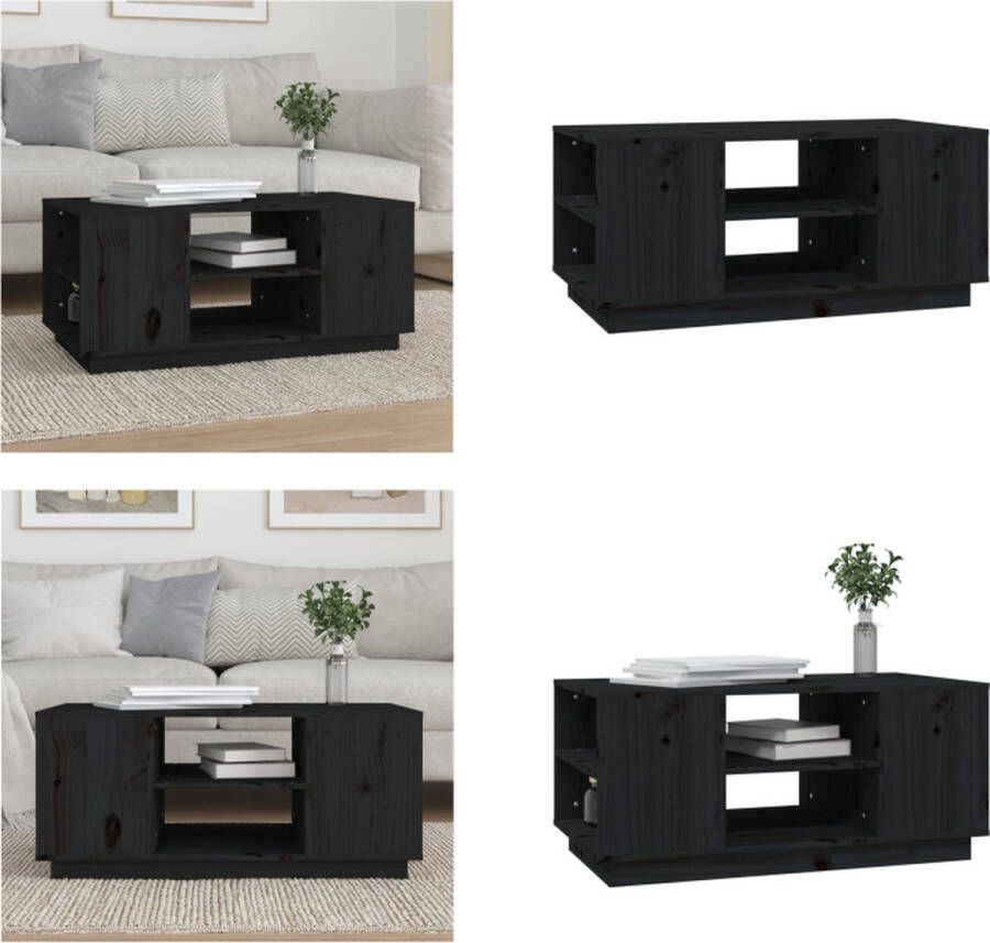 VidaXL Salontafel 90x49x40-5 cm massief grenenhout zwart Salontafel Salontafels Tafel Bijzettafel