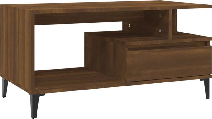 VidaXL -Salontafel-90x49x45-cm-bewerkt-hout-bruineiken - Foto 3