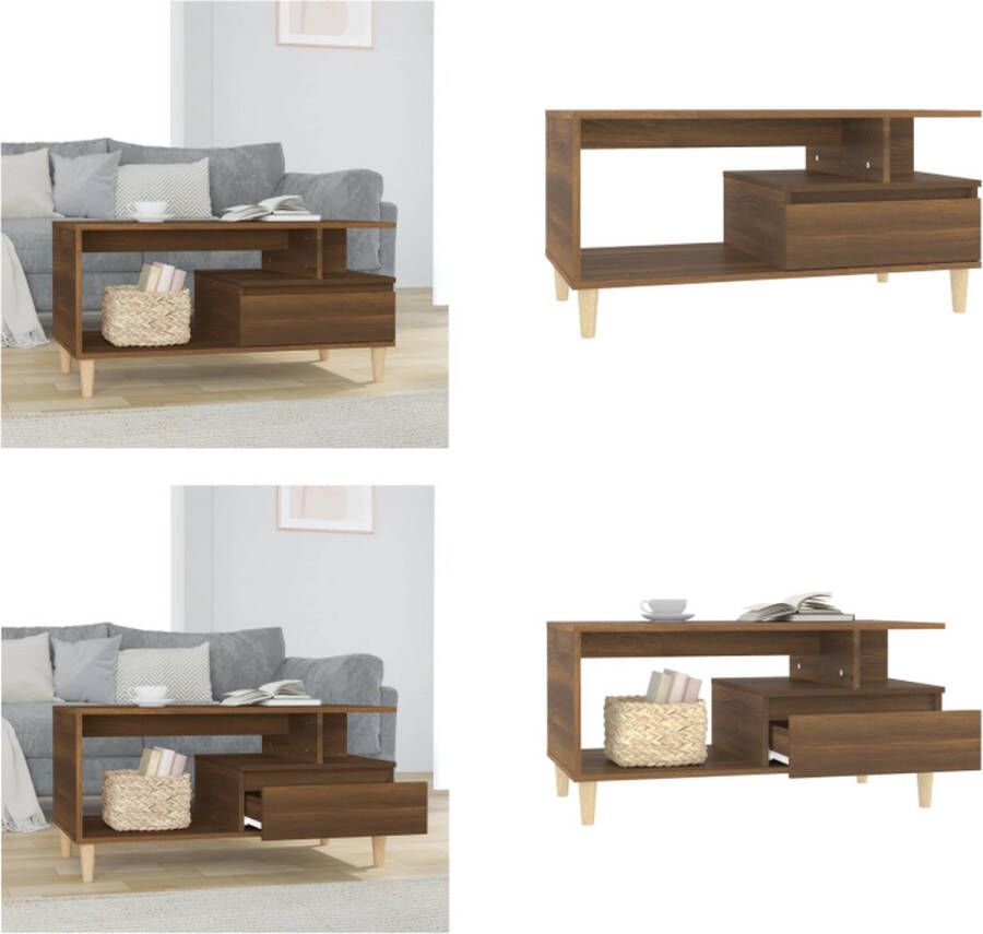 VidaXL Salontafel 90x49x45 cm bewerkt hout bruineiken Salontafel Salontafels Tafel Bijzettafel