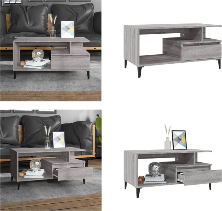 VidaXL Salontafel 90x49x45 cm bewerkt hout grijs sonoma Salontafel Salontafels Bijzettafel Tafeltje - Foto 2