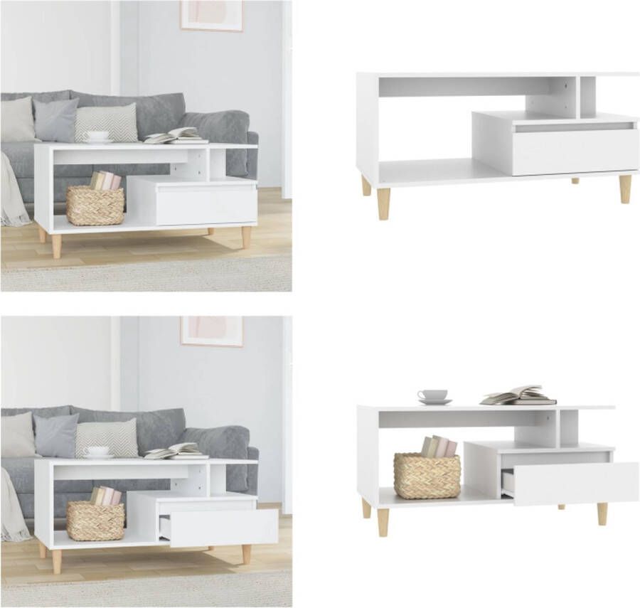 VidaXL Salontafel 90x49x45 cm bewerkt hout wit Salontafel Salontafels Tafel Bijzettafel