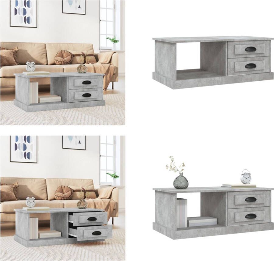 VidaXL -Salontafel-90x50x35-cm-bewerkt-hout-betongrijs Salontafel Salontafels Tafel Bijzettafel