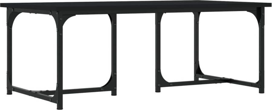 The Living Store Salontafel Bewerkt hout en metaal 90 x 50 x 35 cm Zwart Salontafel Houten Salontafel Zwarte Salontafel Moderne Salontafel VidaXL Salontafel - Foto 2