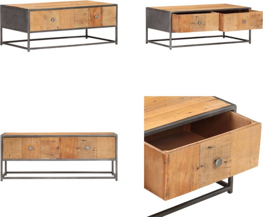 VidaXL Salontafel 90x50x35 cm massief gerecycled hout Salontafel Salontafels Houten Salontafel Houten Salontafels - Foto 2