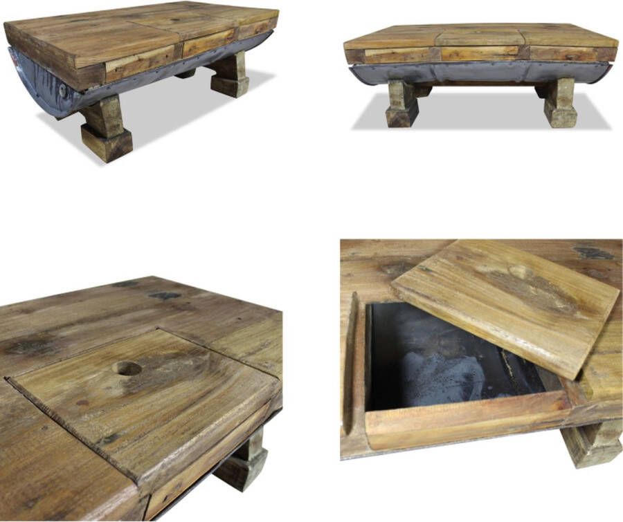 VidaXL Salontafel 90x50x35 cm massief gerecycled hout Salontafel Salontafels Tafel Tafels