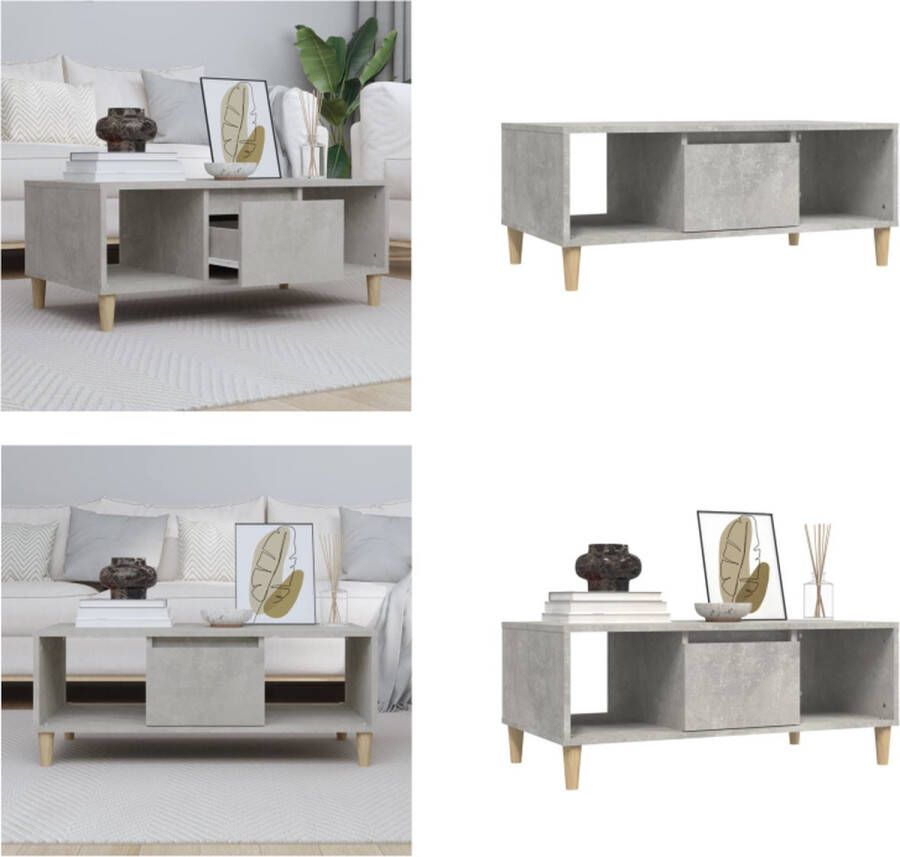 VidaXL Salontafel 90x50x36-5 cm bewerkt hout betongrijs Salontafel Salontafels Bijzettafel Bijzettafels