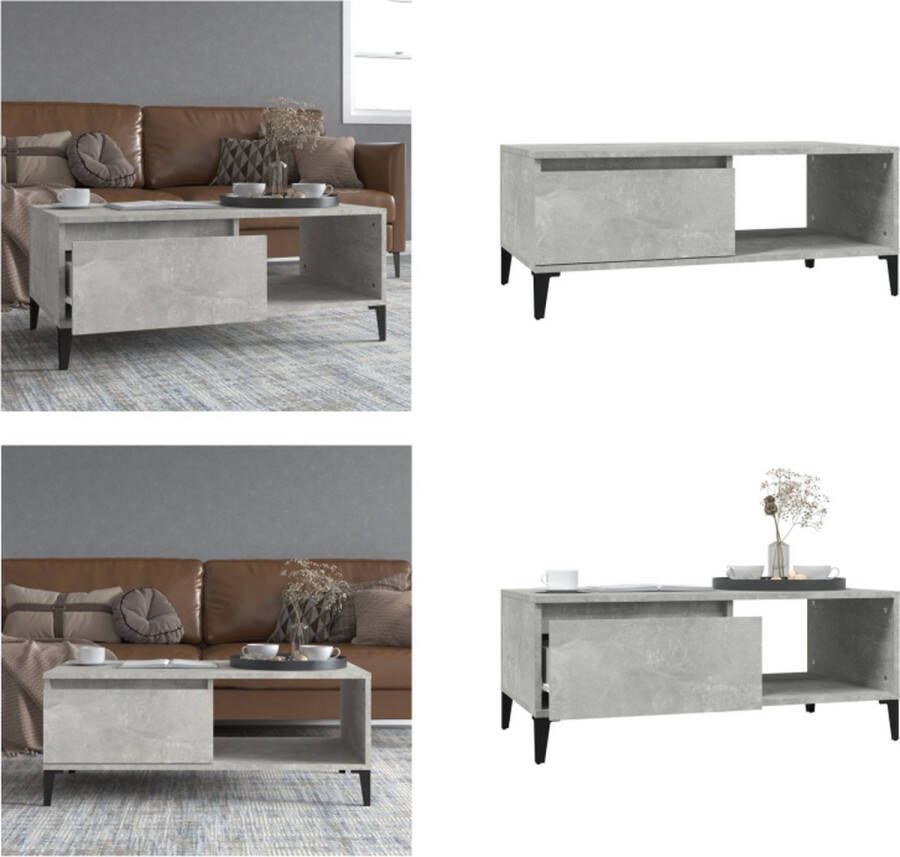 VidaXL Salontafel 90x50x36-5 cm bewerkt hout betongrijs Salontafel Salontafels Salontafeltje Salontafeltjes