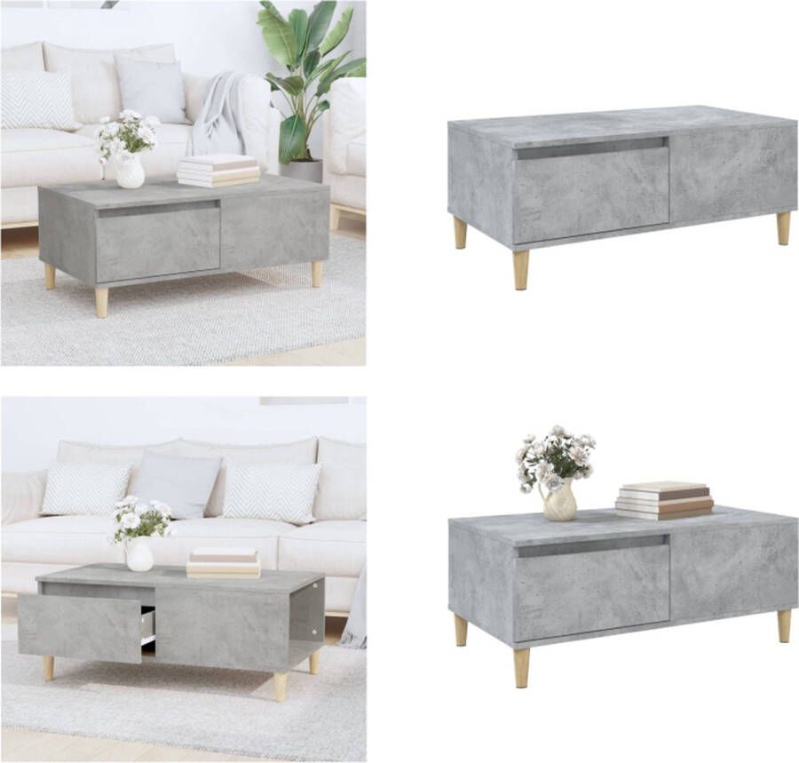 VidaXL -Salontafel-90x50x36-5-cm-bewerkt-hout-betongrijs Salontafel Salontafels Tafel Bijzettafel - Foto 2
