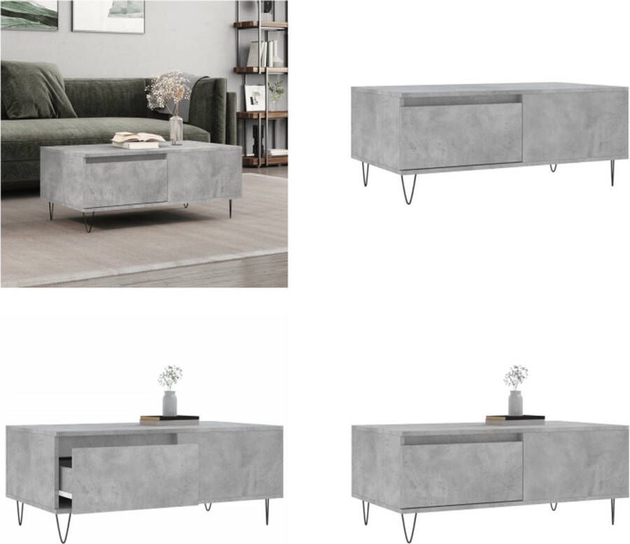 VidaXL -Salontafel-90x50x36-5-cm-bewerkt-hout-betongrijs Salontafel Salontafels Tafel Bijzettafel