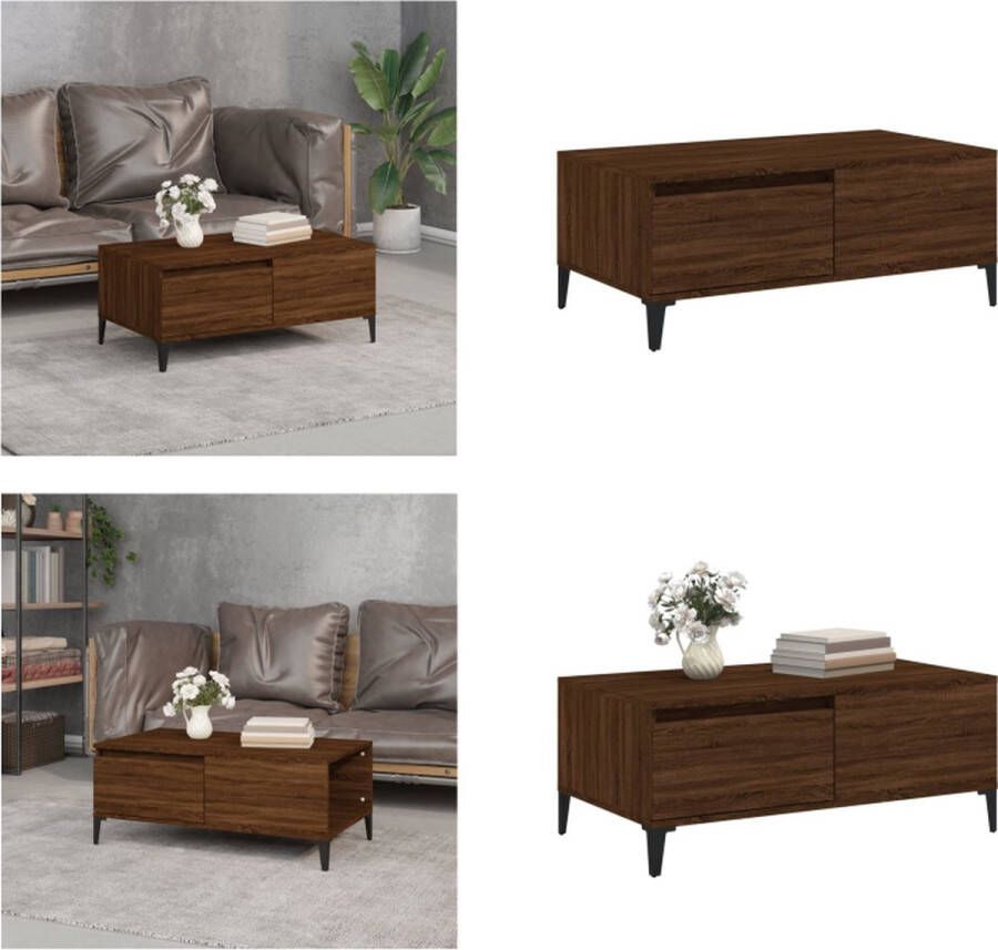 VidaXL -Salontafel-90x50x36 5-cm-bewerkt-hout-bruin-eikenkleur - Foto 3