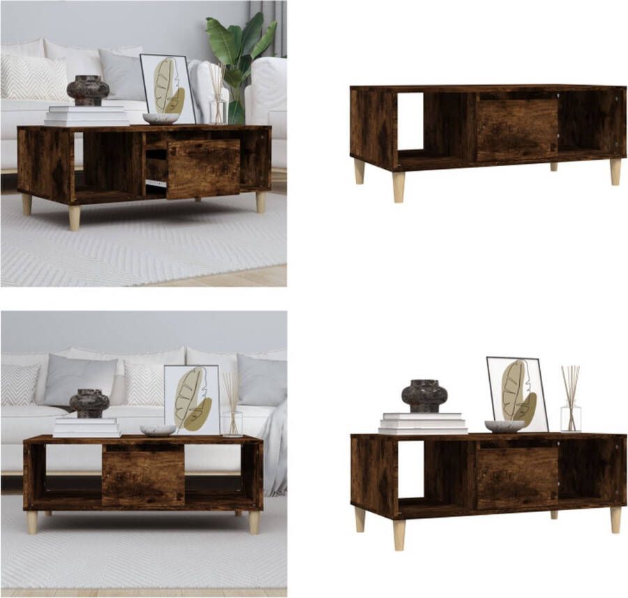 VidaXL Salontafel 90x50x36 5 cm bewerkt hout gerookt eikenkleurig Salontafel Salontafels Bijzettafel Bijzettafels