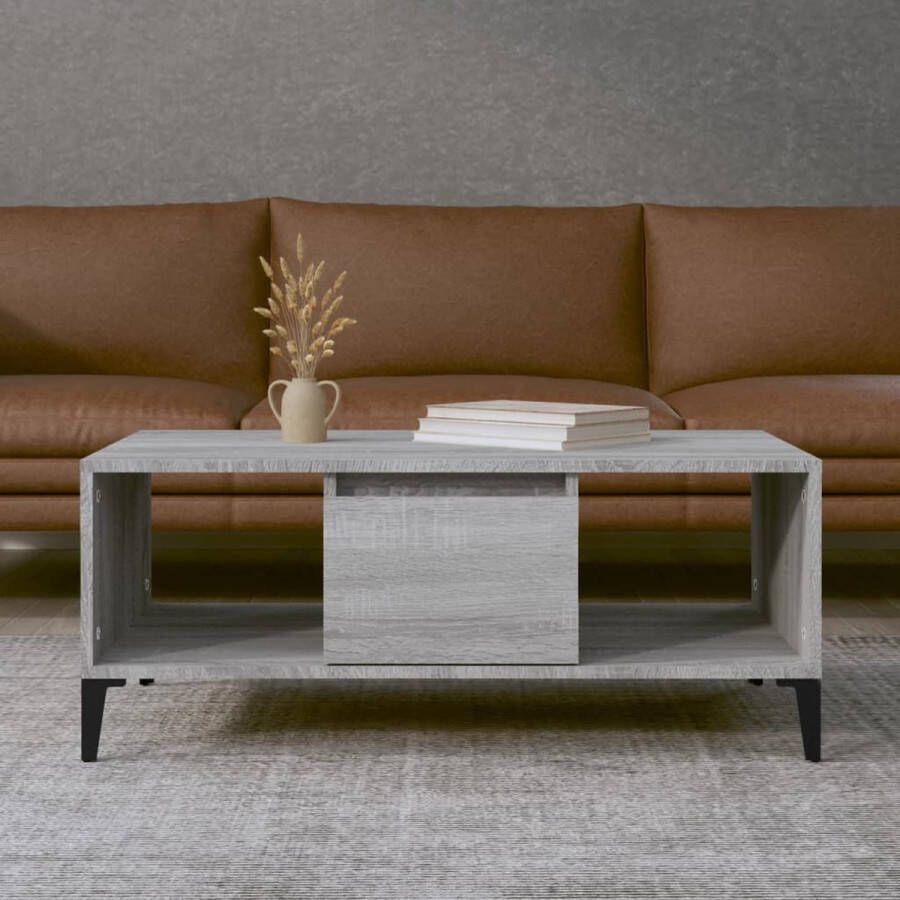 VidaXL -Salontafel-90x50x36 5-cm-bewerkt-hout-grijs-sonoma - Foto 1
