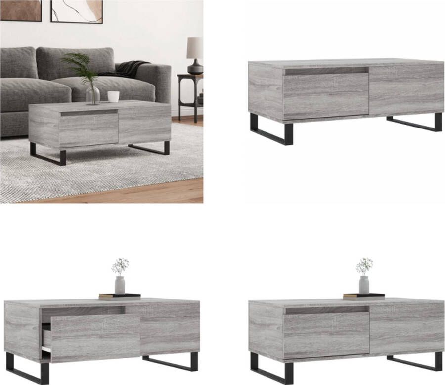 VidaXL -Salontafel-90x50x36-5-cm-bewerkt-hout-grijs-sonoma Salontafel Salontafels Tafel Bijzettafel