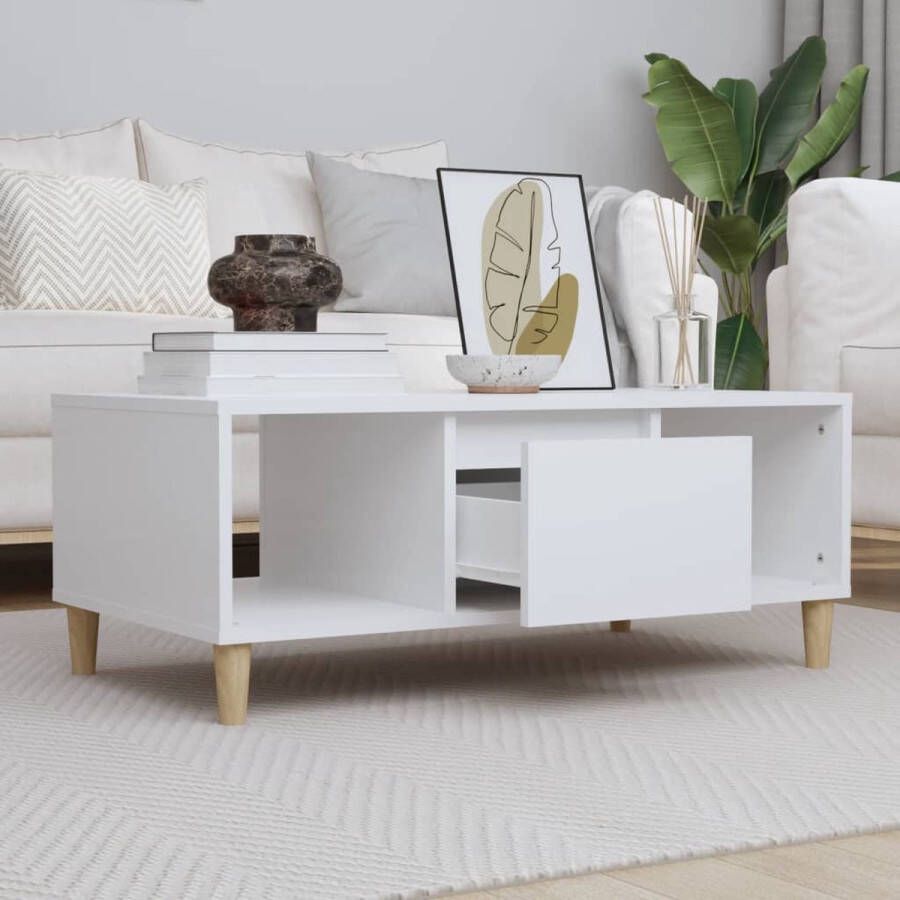 VidaXL -Salontafel-90x50x36 5-cm-bewerkt-hout-wit - Foto 3