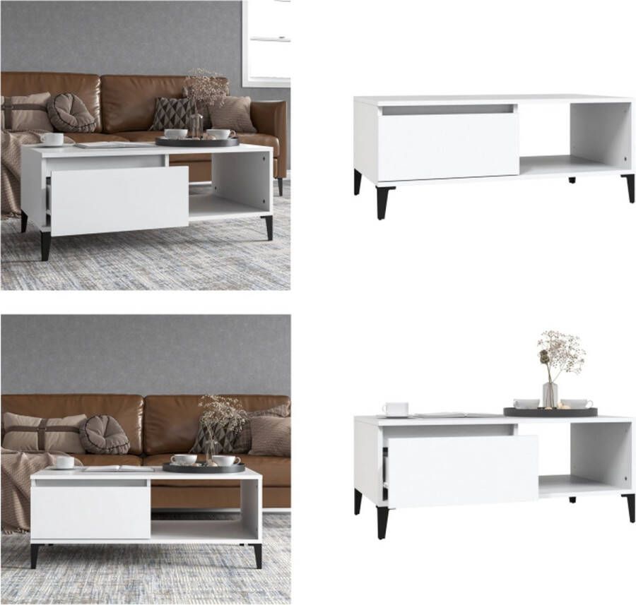 VidaXL Salontafel 90x50x36 5 cm bewerkt hout wit Salontafel Salontafels Salontafeltje Salontafeltjes