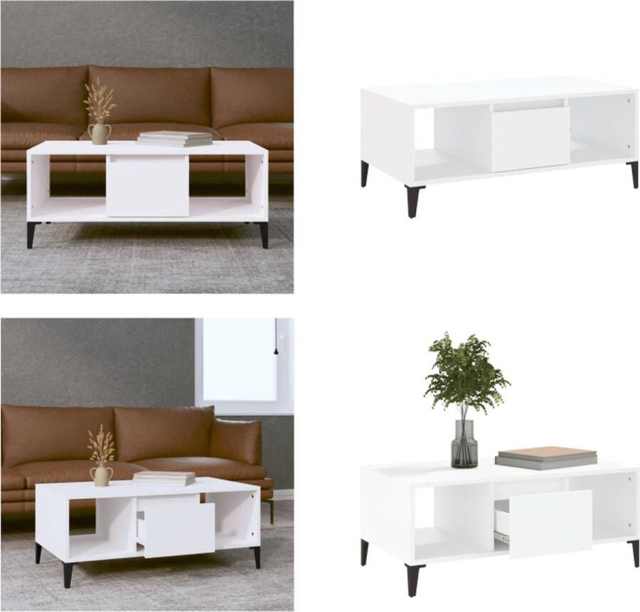 VidaXL -Salontafel-90x50x36 5-cm-bewerkt-hout-hoogglans-wit