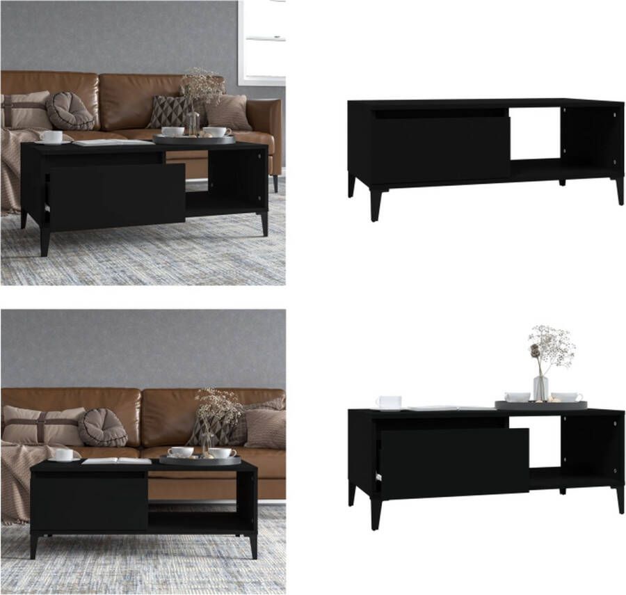 VidaXL Salontafel 90x50x36 5 cm bewerkt hout zwart Salontafel Salontafels Salontafeltje Salontafeltjes