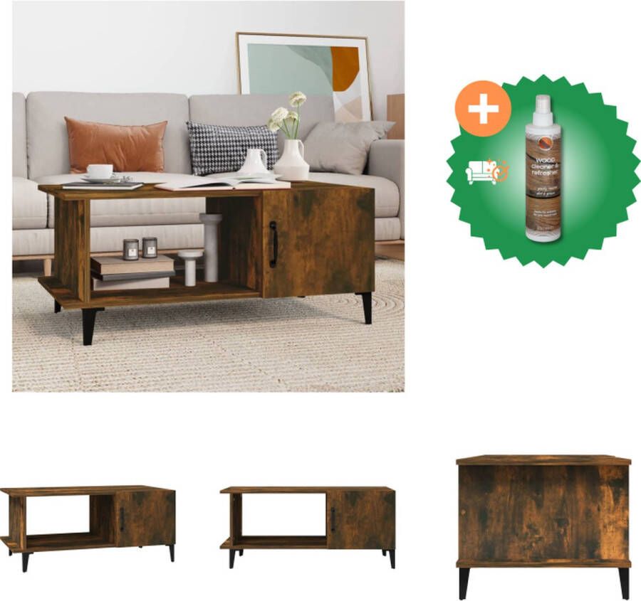 VidaXL salontafel Gerookt Eiken 90 x 50 x 40 cm Voldoende opbergruimte Tafel Inclusief Houtreiniger en verfrisser - Foto 2