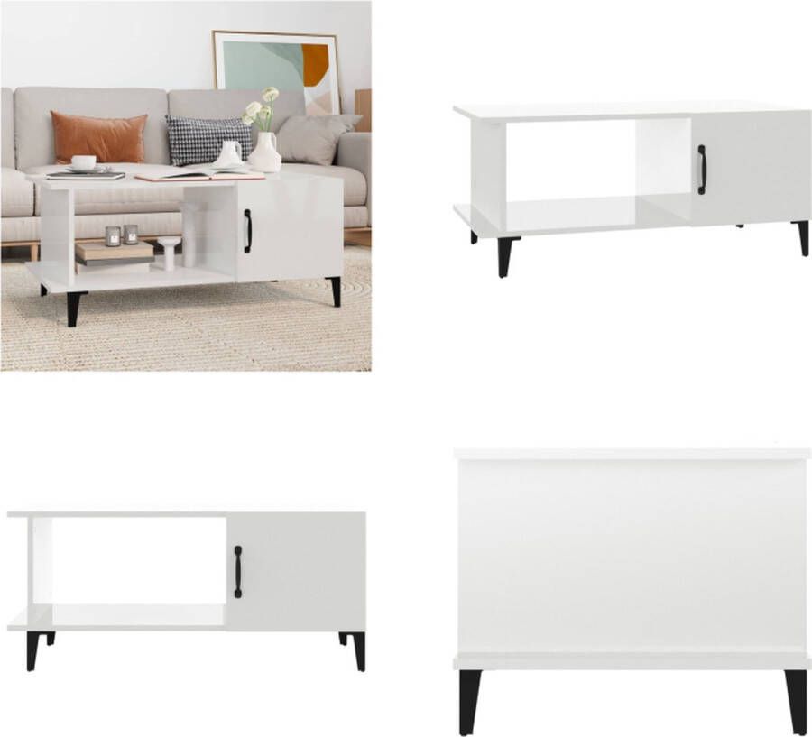 VidaXL -Salontafel-90x50x40-cm-bewerkt-hout-hoogglans-wit - Foto 2