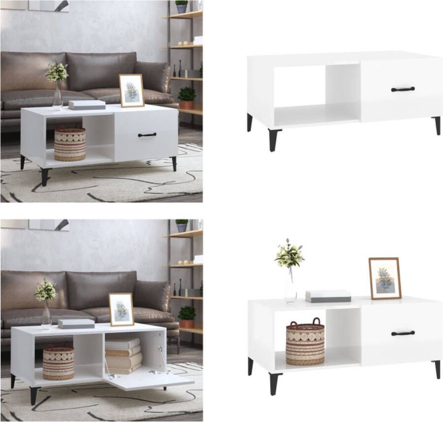 VidaXL -Salontafel-90x50x40-cm-bewerkt-hout-hoogglans-wit - Foto 7
