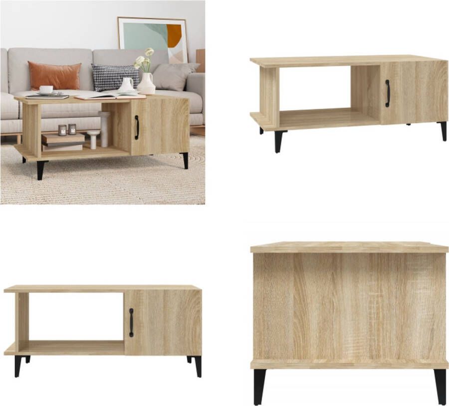 VidaXL Salontafel 90x50x40 cm bewerkt hout sonoma eikenkleurig Salontafel Salontafels Bijzettafel Woonkamertafel
