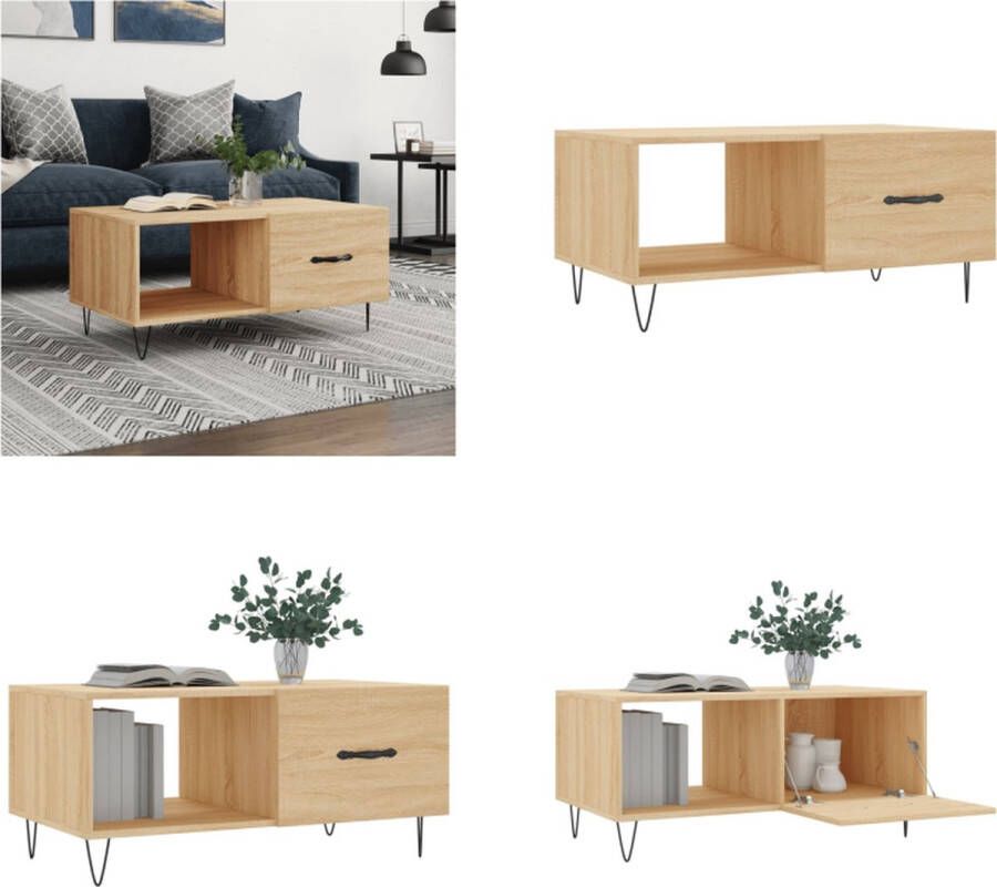 VidaXL -Salontafel-90x50x40-cm-bewerkt-hout-sonoma-eikenkleurig Salontafel Salontafels Tafel Bijzettafel - Foto 4