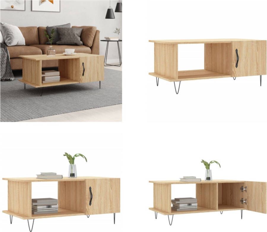 VidaXL -Salontafel-90x50x40-cm-bewerkt-hout-sonoma-eikenkleurig Salontafel Salontafels Tafel Bijzettafel - Foto 2