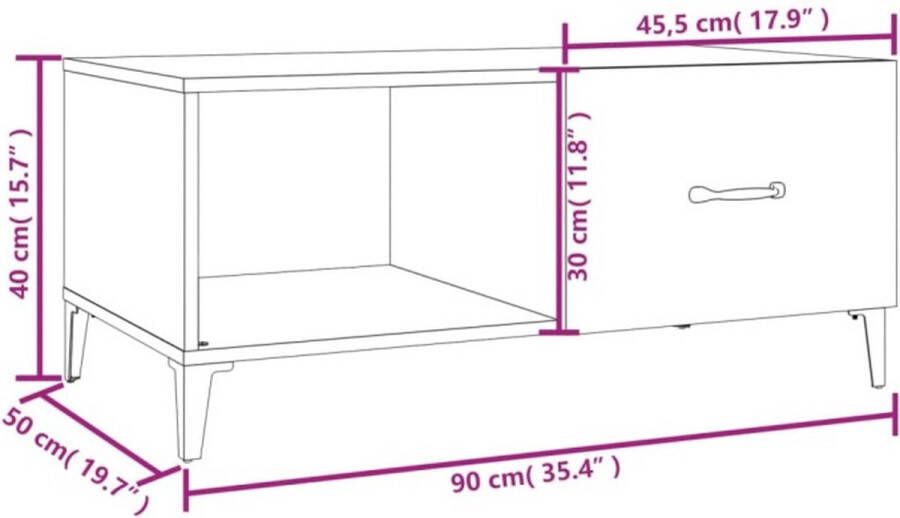 VidaXL -Salontafel-90x50x40-cm-bewerkt-hout-wit - Foto 4