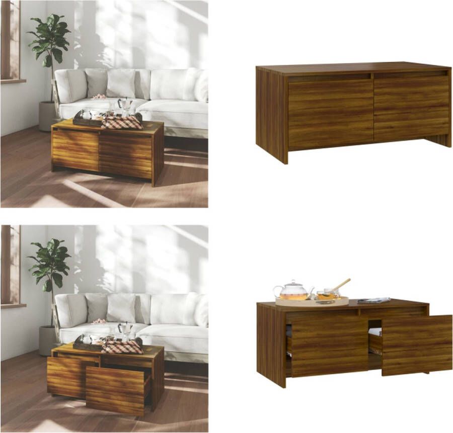 VidaXL Salontafel 90x50x41 5 cm bewerkt hout bruin eikenkleur Salontafel Salontafels Koffie Tafel Salon Tafel