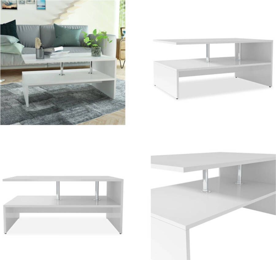 VidaXL Salontafel 90x59x42 cm bewerkt hout wit Salontafel Salontafels Koffietafel Koffietafels