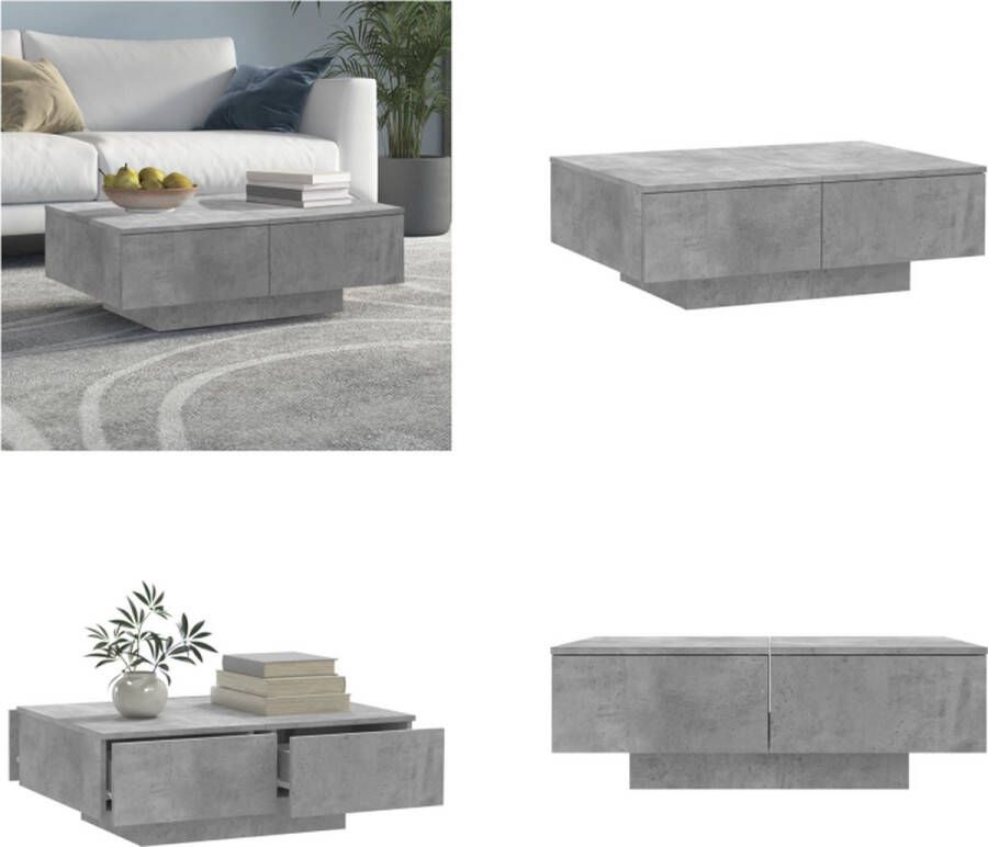 VidaXL Salontafel 90x60x31 cm bewerkt hout betongrijs Salontafel Salontafels Koffie Tafel Koffie Tafels
