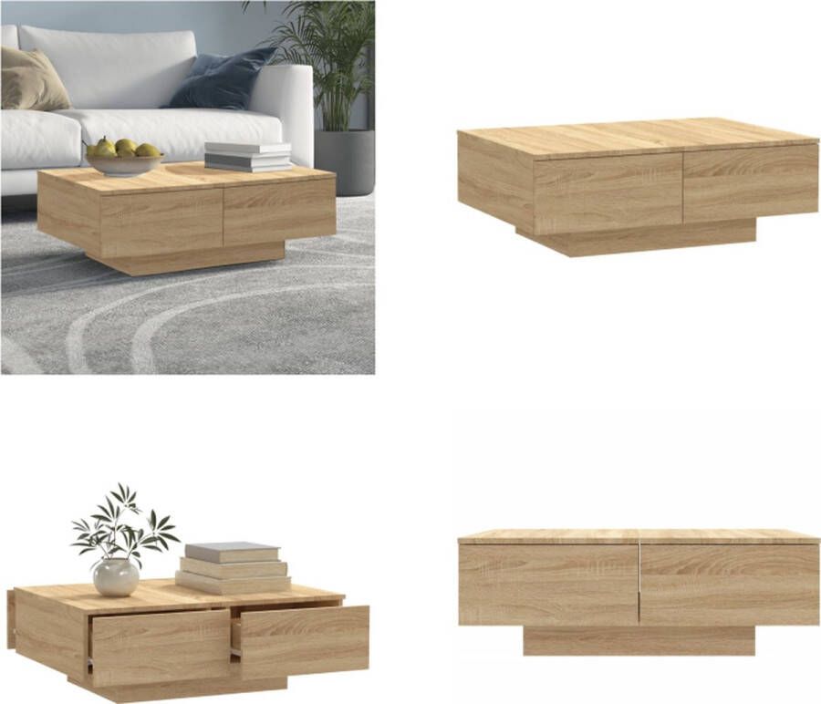 VidaXL Salontafel 90x60x31 cm bewerkt hout sonoma eikenkleurig Salontafel Salontafels Koffie Tafel Koffie Tafels