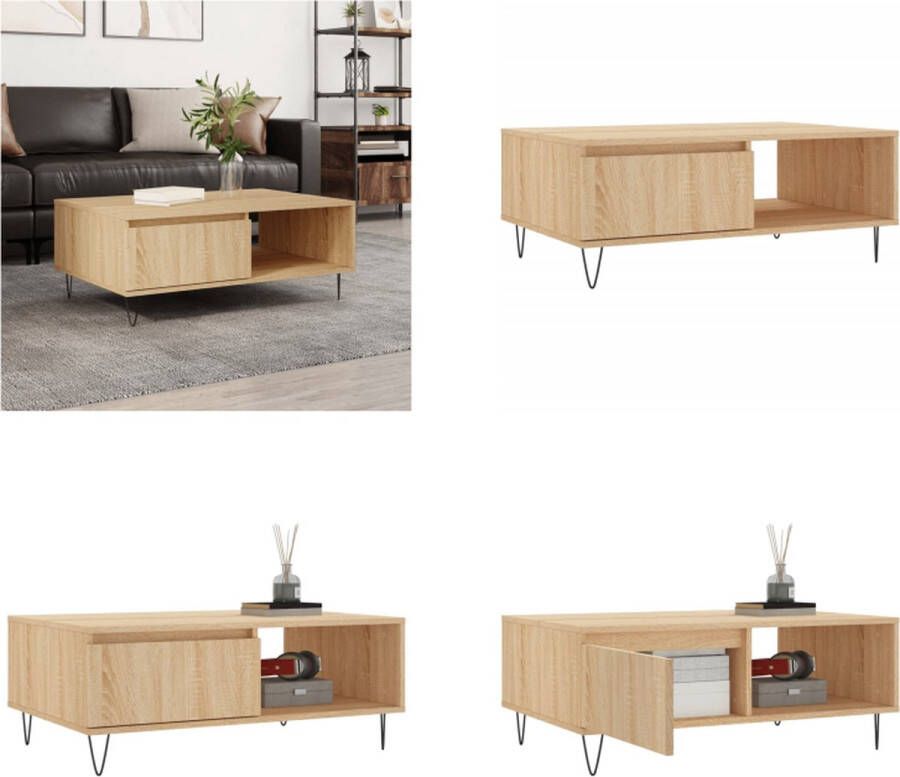 VidaXL -Salontafel-90x60x35-cm-bewerkt-hout-sonoma-eikenkleurig - Foto 4
