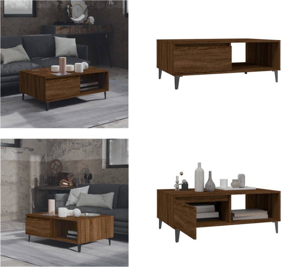VidaXL Salontafel 90x60x35 cm spaanplaat bruineikenkleurig Salontafel Salontafels Koffietafel Woonkamertafel