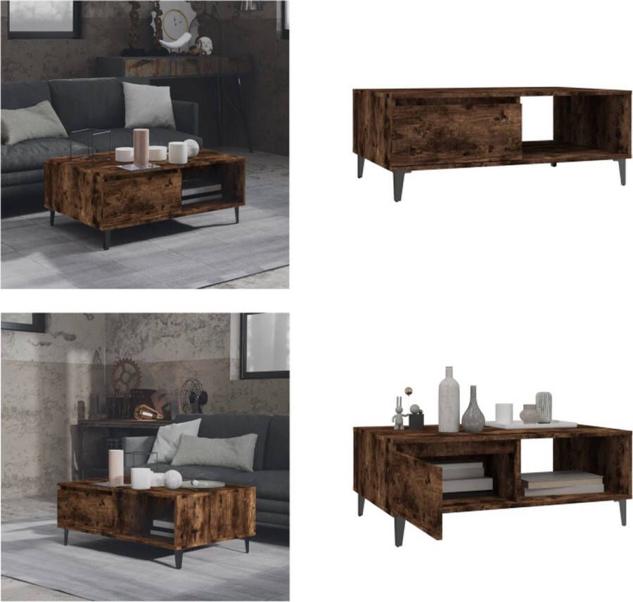 VidaXL Salontafel 90x60x35 cm spaanplaat gerookt eikenkleurig Salontafel Salontafels Koffietafel Woonkamertafel - Foto 2