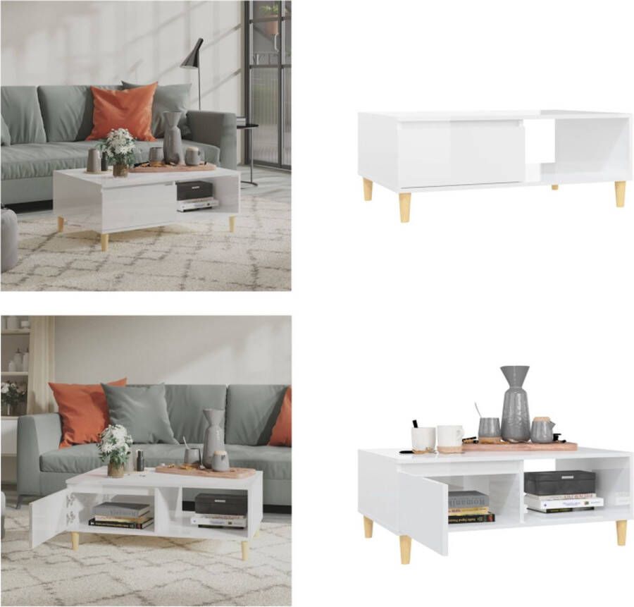 VidaXL Salontafel 90x60x35 cm bewerkt hout hoogglans wit Tafel Tafels Tafeltje Tafeltjes